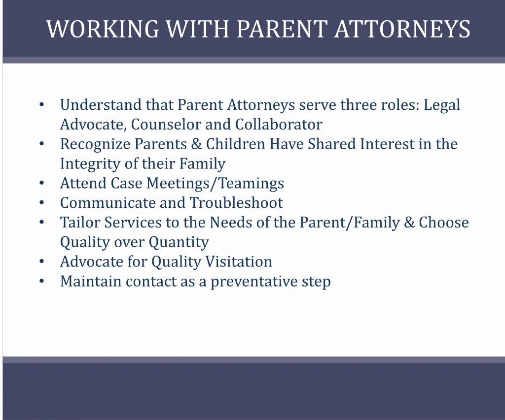 working with parent attorneys