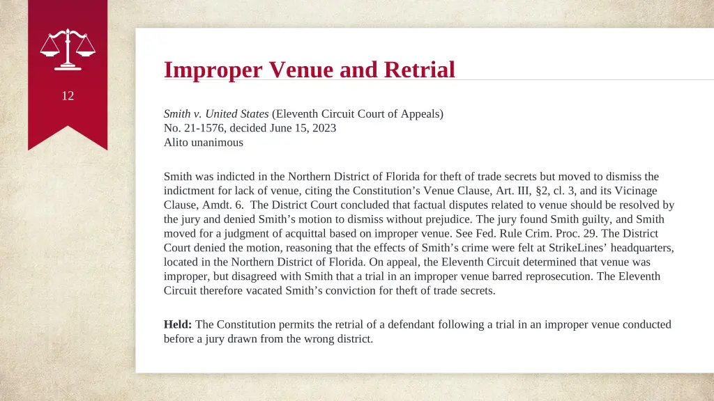 improper venue and retrial