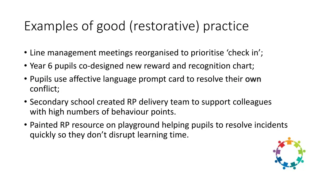 examples of good restorative practice