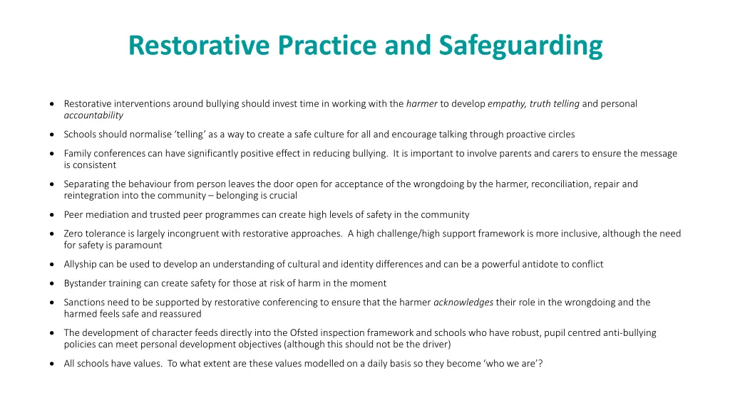 restorative practice and safeguarding