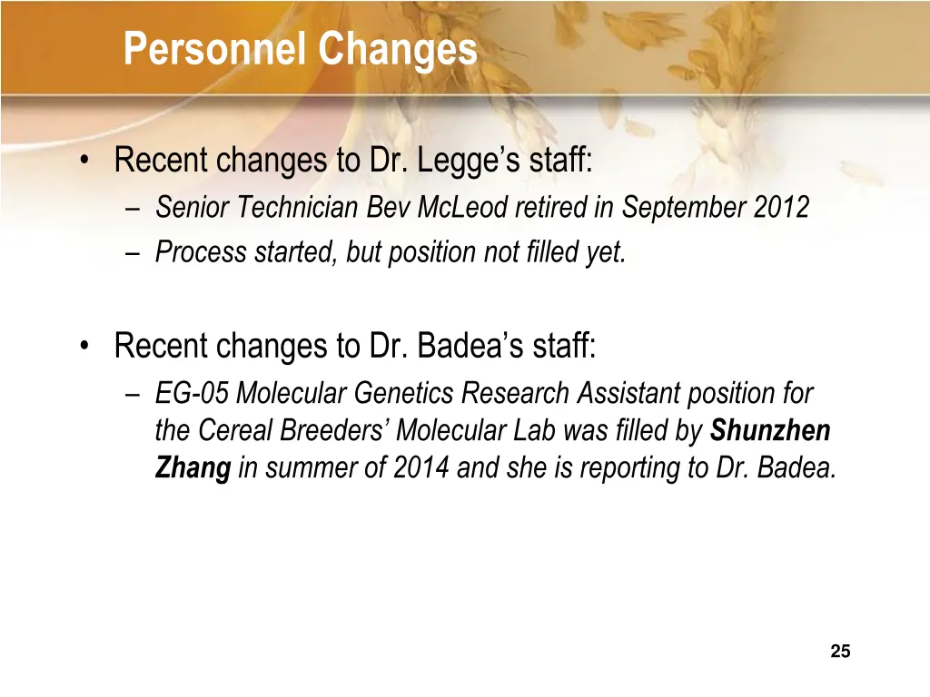 personnel changes