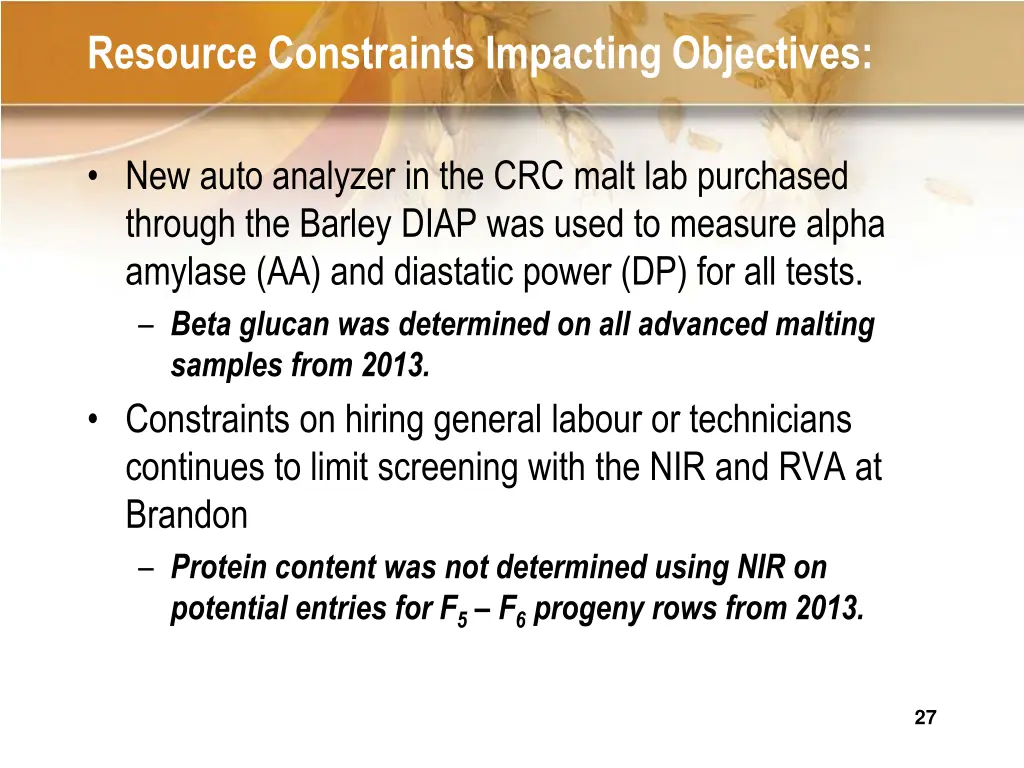 resource constraints impacting objectives 1
