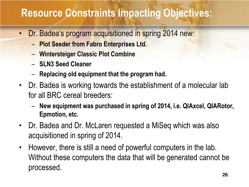 resource constraints impacting objectives