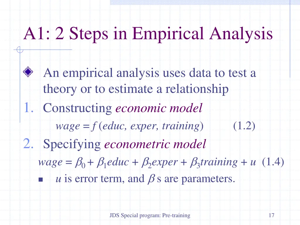 a1 2 steps in empirical analysis