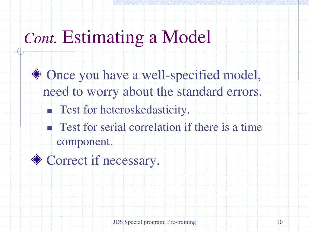 cont estimating a model 1