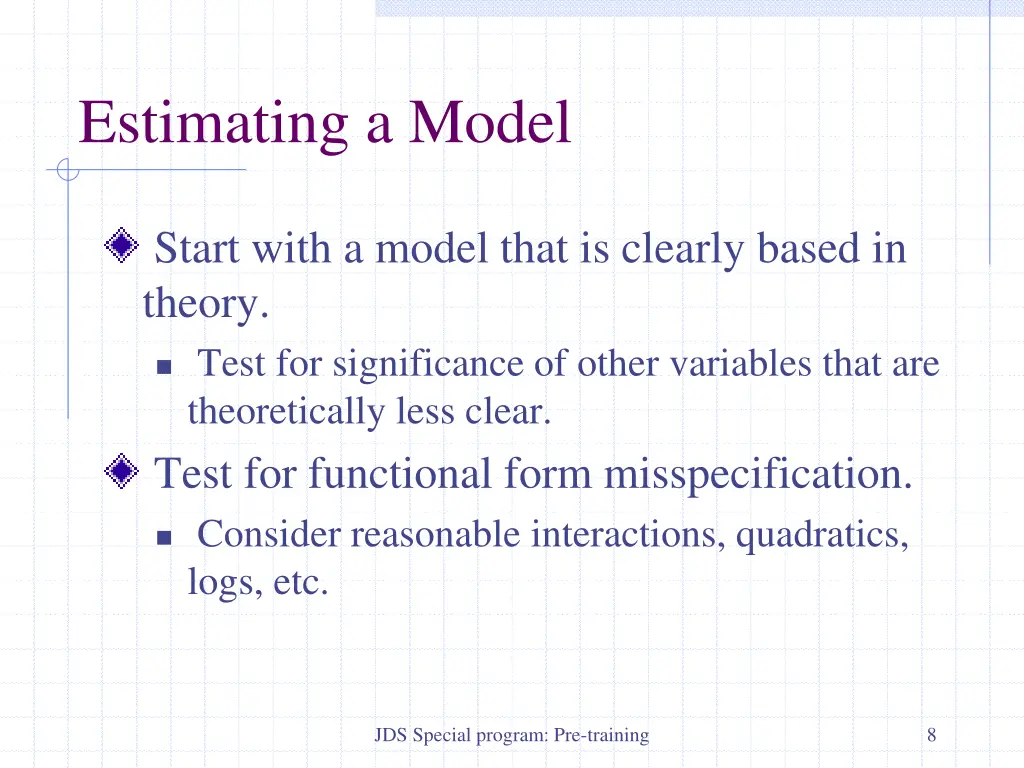 estimating a model