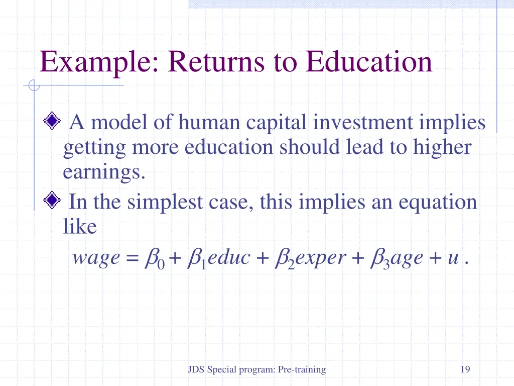 example returns to education