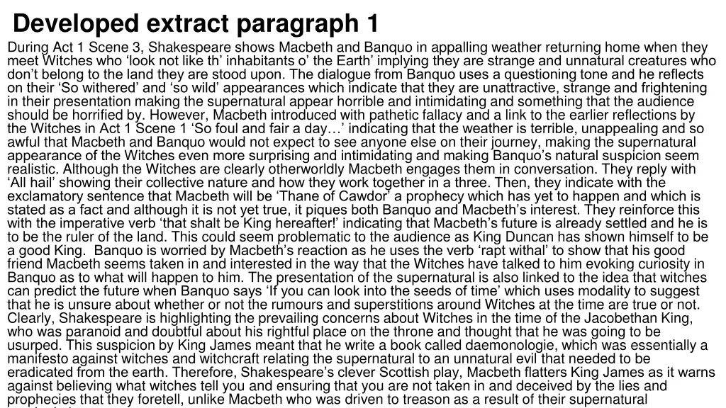 developed extract paragraph 1 during act 1 scene