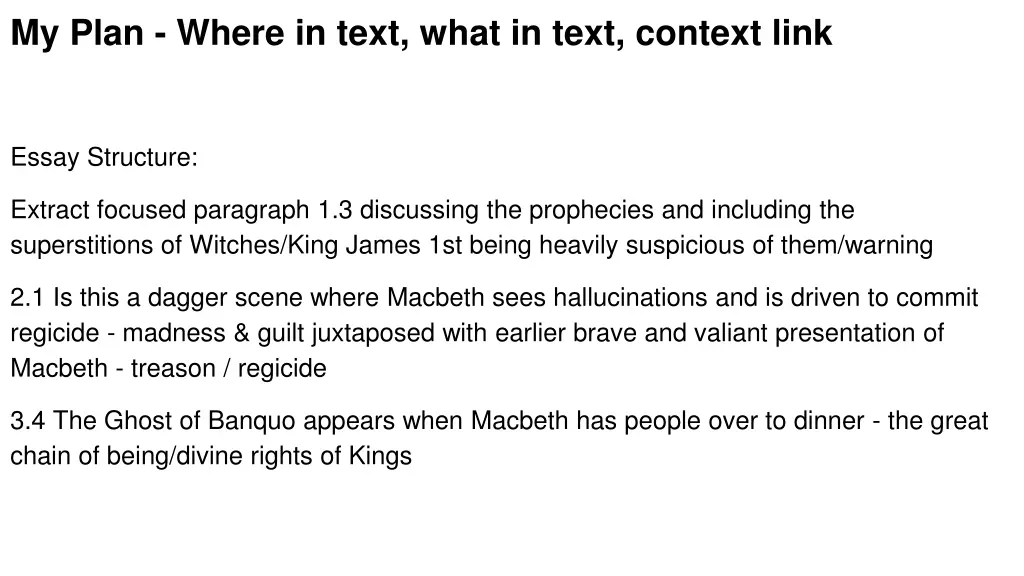 my plan where in text what in text context link
