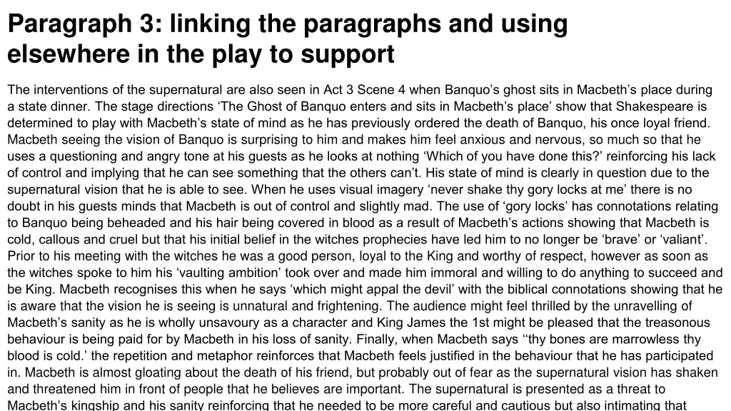 paragraph 3 linking the paragraphs and using