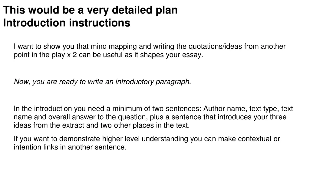 this would be a very detailed plan introduction