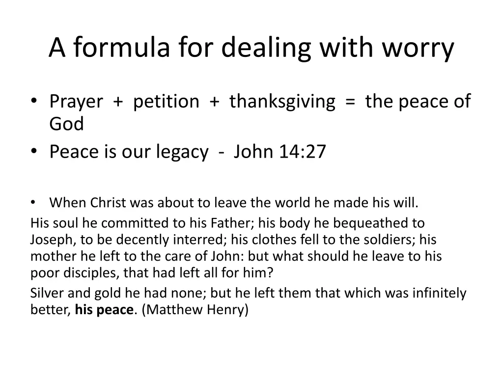 a formula for dealing with worry