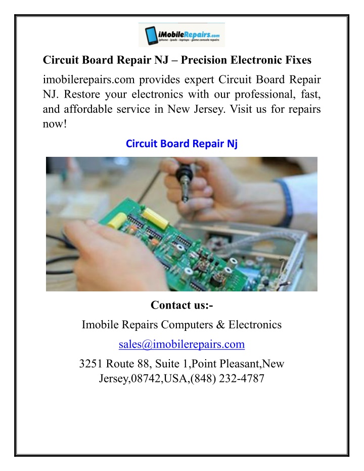 circuit board repair nj precision electronic fixes