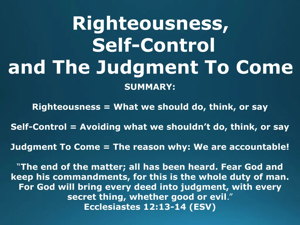 righteousness self control and the judgment 2