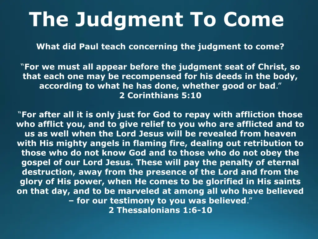 the judgment to come 1