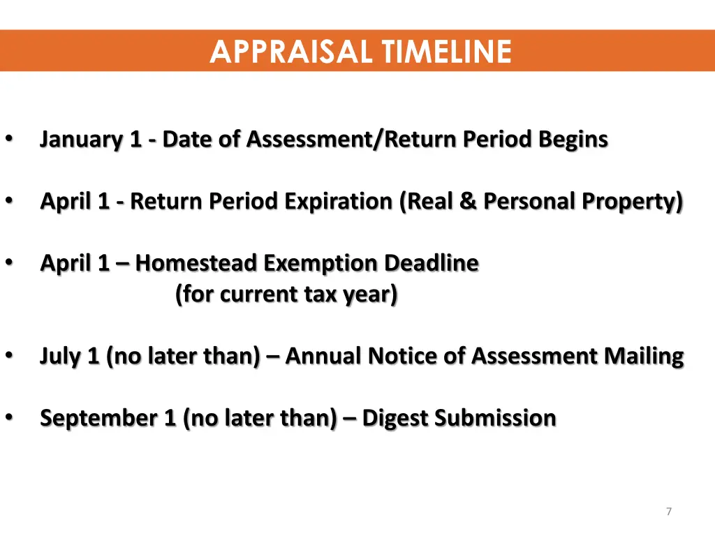 appraisal timeline