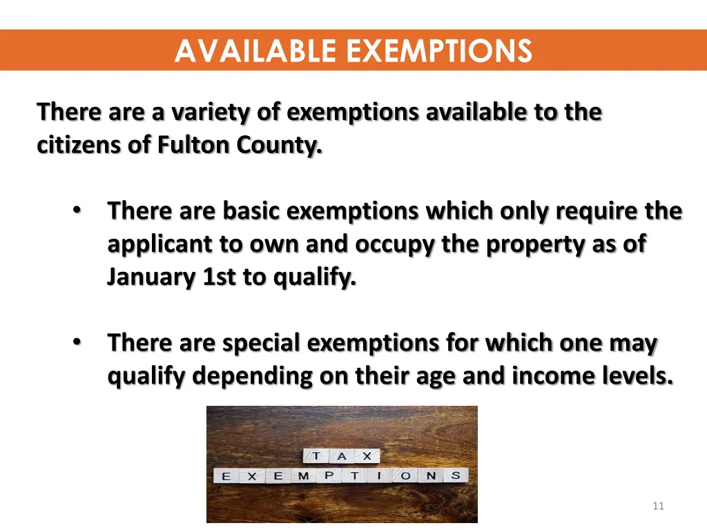 available exemptions