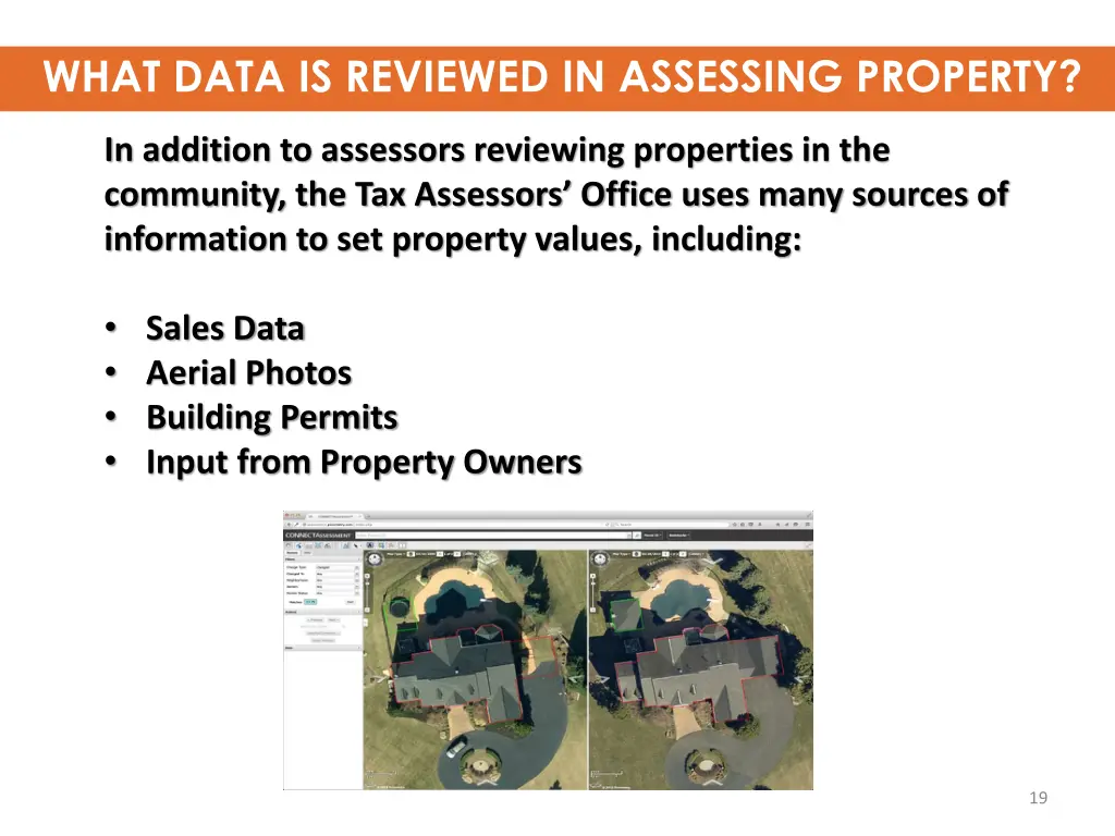 what data is reviewed in assessing property