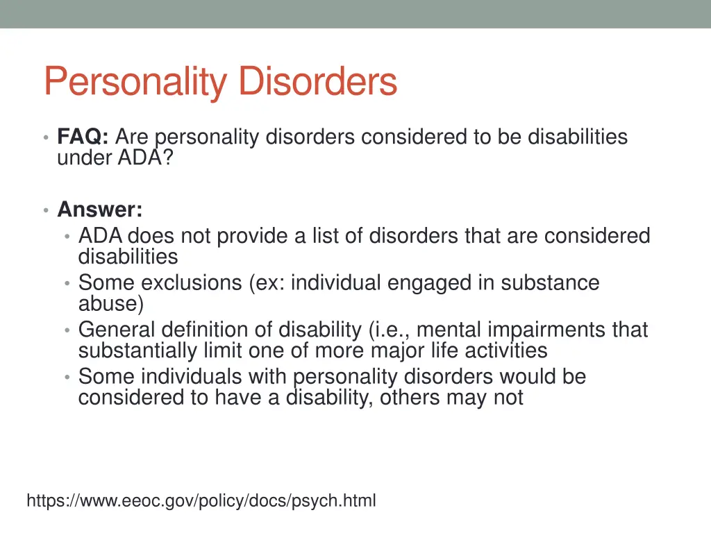personality disorders