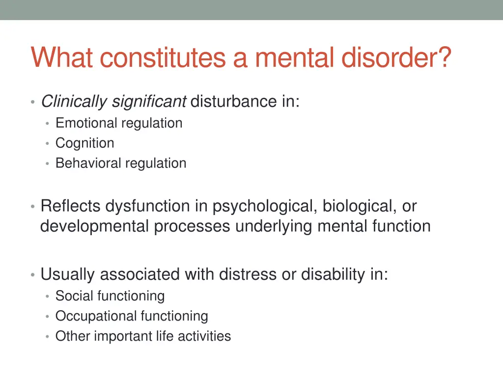 what constitutes a mental disorder