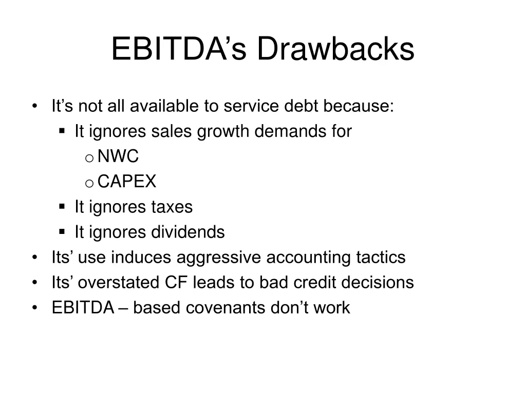 ebitda s drawbacks