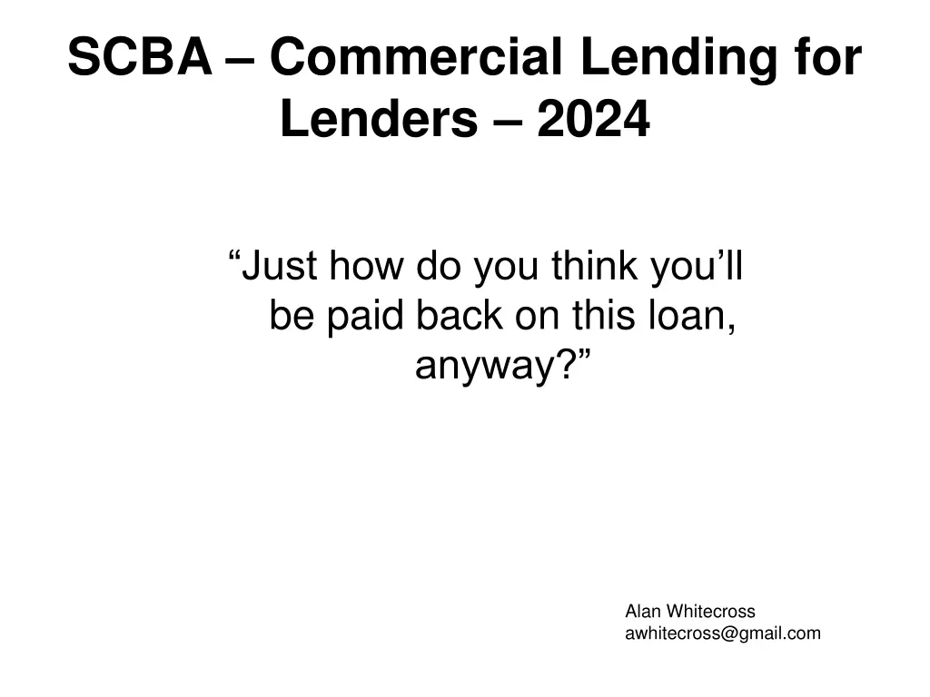 scba commercial lending for lenders 2024