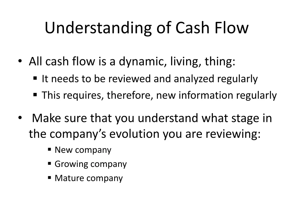 understanding of cash flow
