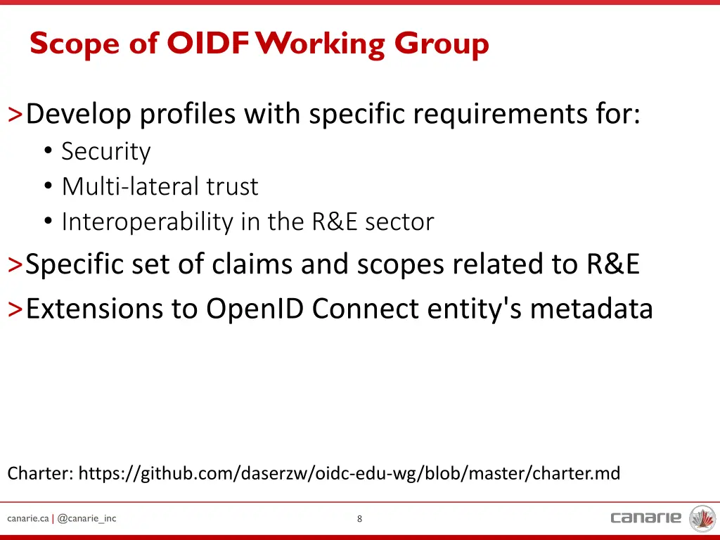 scope of oidf working group