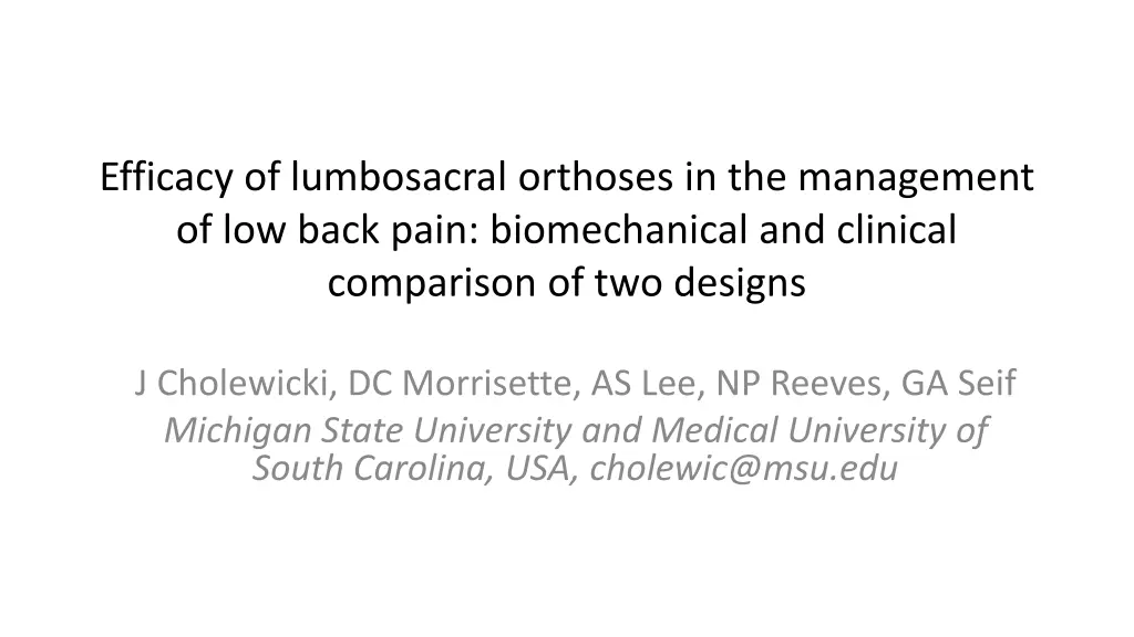 efficacy of lumbosacral orthoses