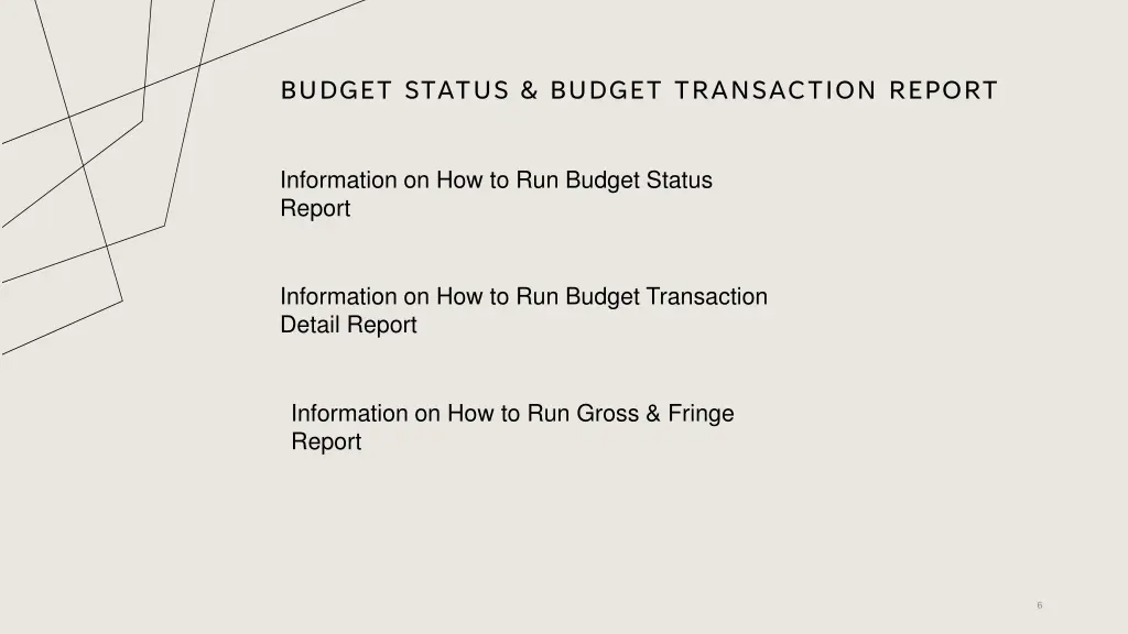 budget status budget transaction report