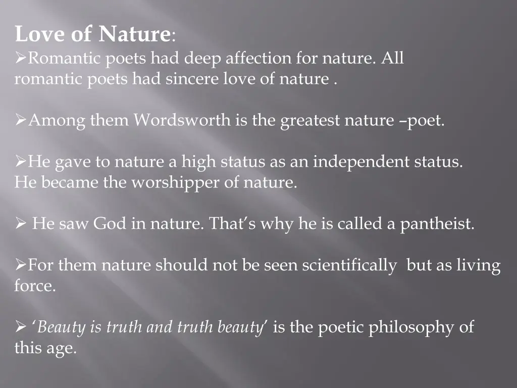 love of nature romantic poets had deep affection