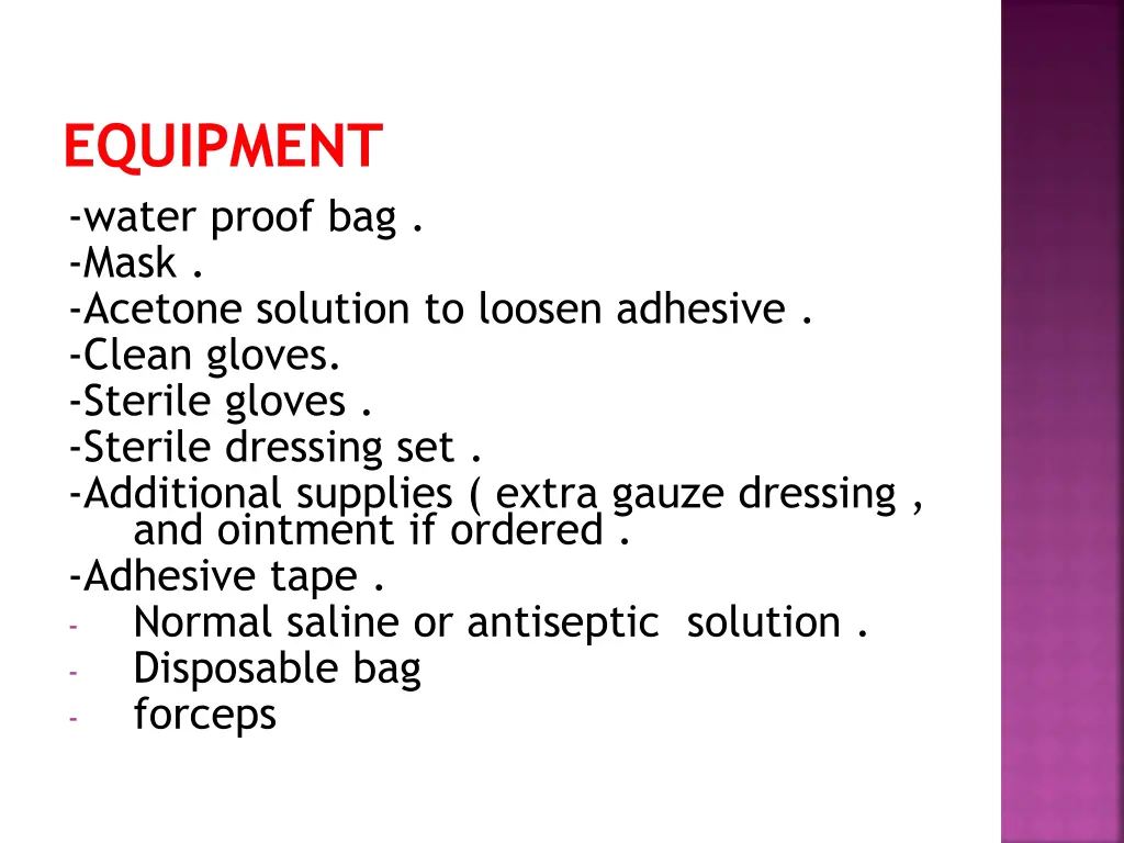 equipment water proof bag mask acetone solution