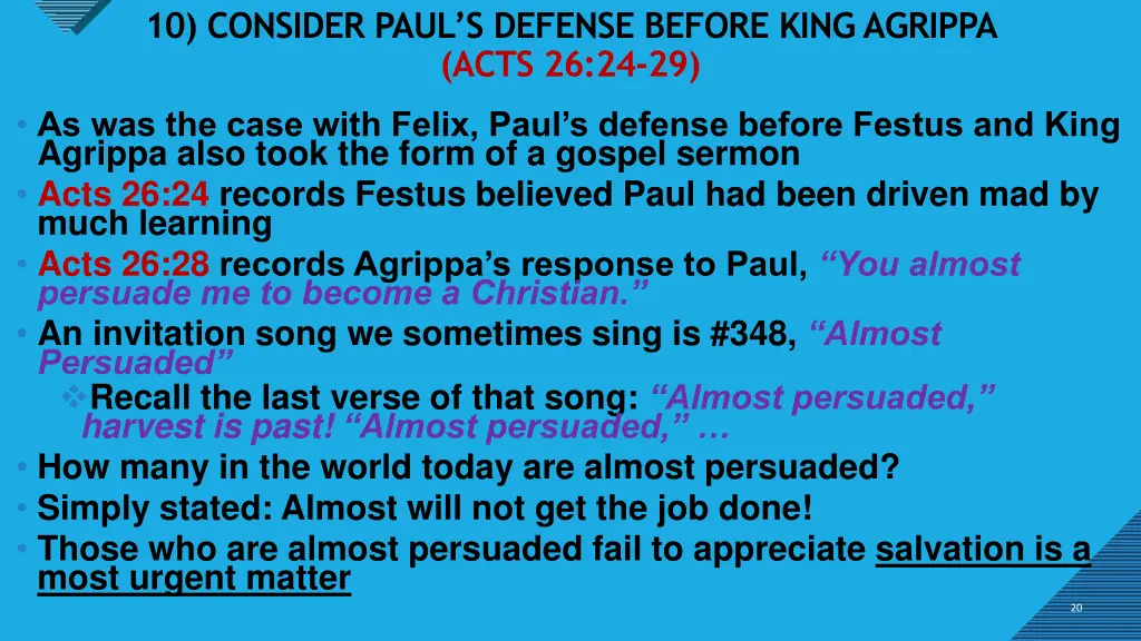 10 consider paul s defense before king agrippa