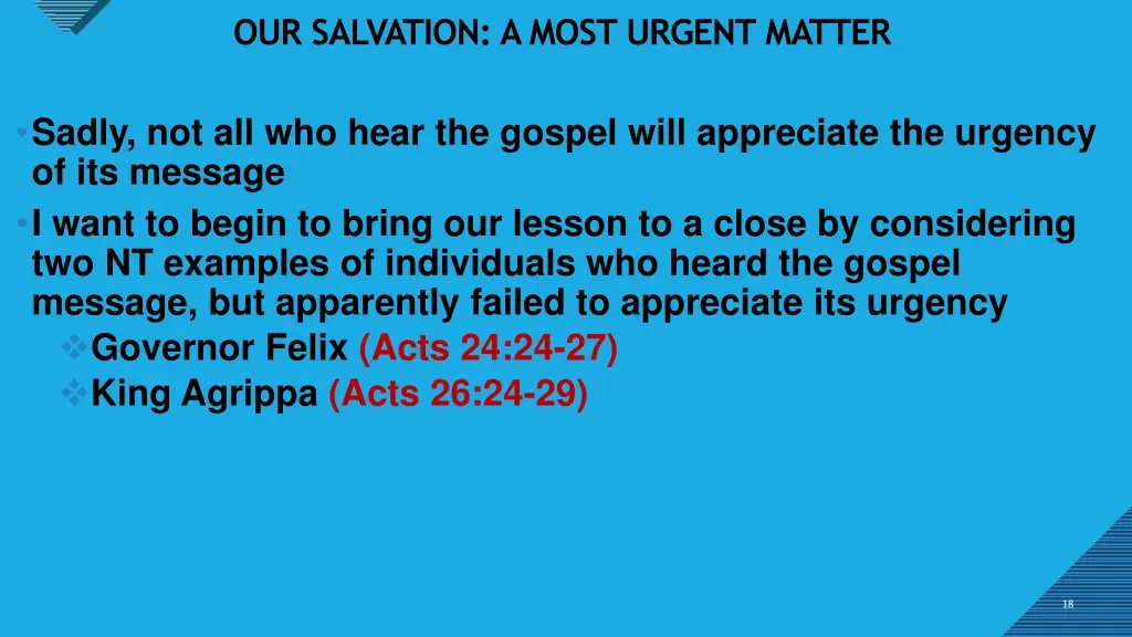 our salvation a most urgent matter 1