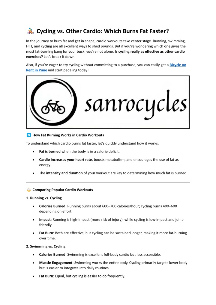 cycling vs other cardio which burns fat faster