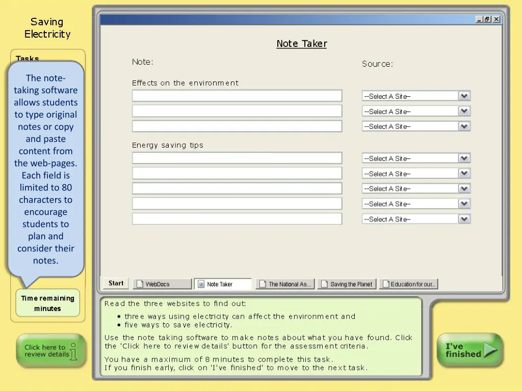 the note taking software allows students to type