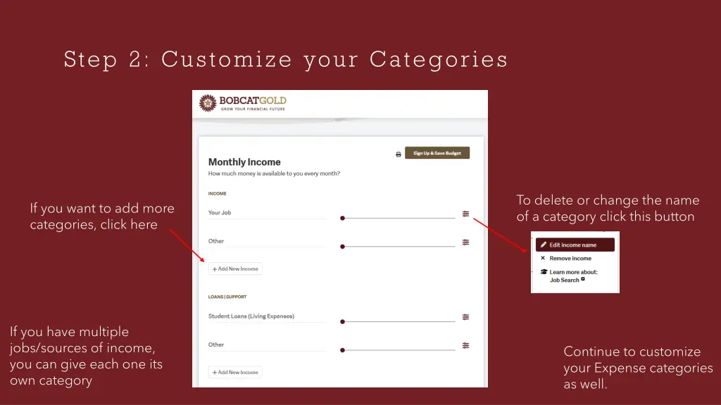 step 2 customize your categories