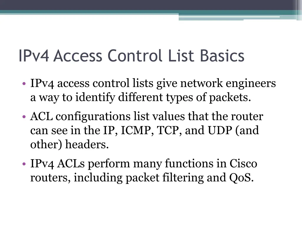 ipv4 access control list basics