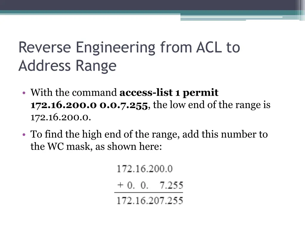 reverse engineering from acl to address range