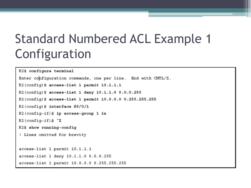 standard numbered acl example 1 configuration