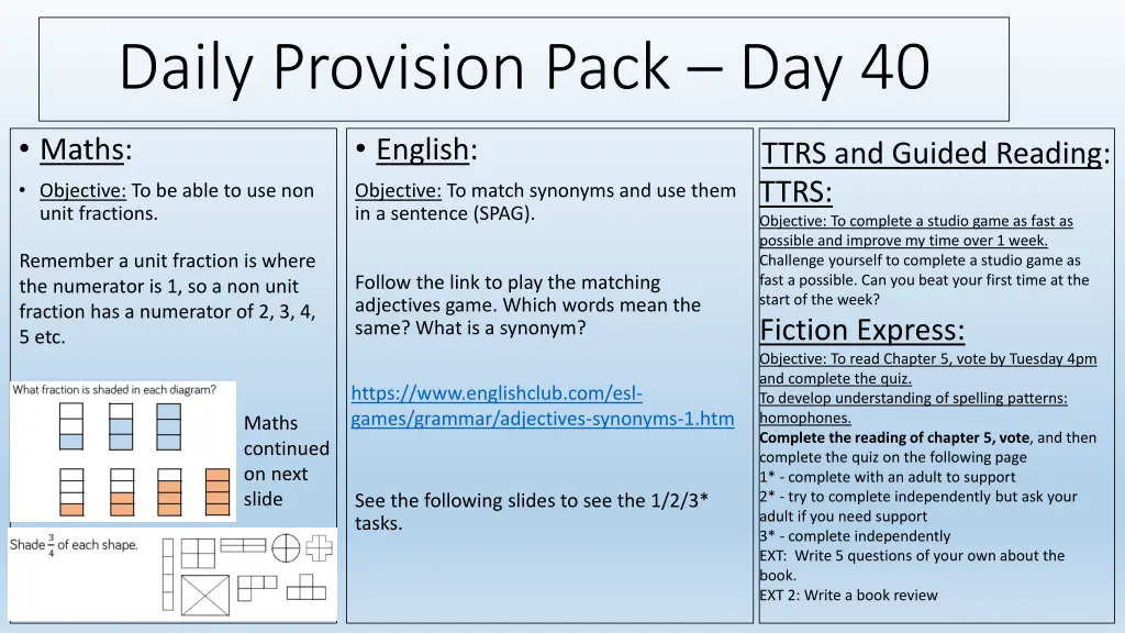 daily provision pack day 40