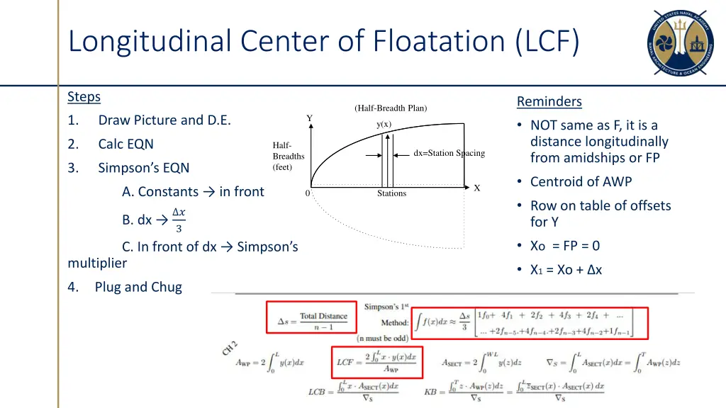 longitudinal center of floatation lcf 2