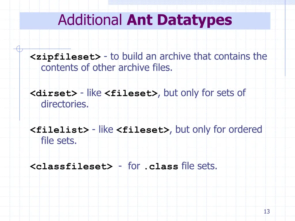 additional ant datatypes