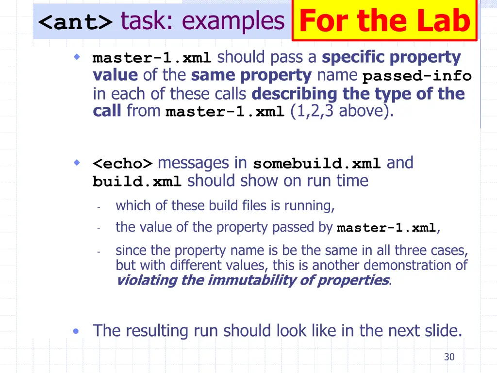 ant task examples for the lab