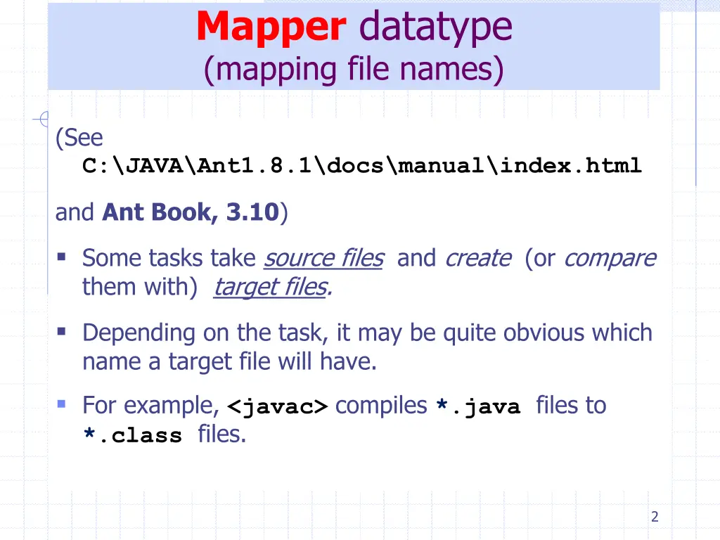 mapper datatype mapping file names