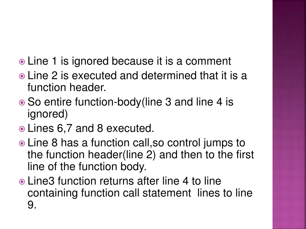 line 1 is ignored because it is a comment line