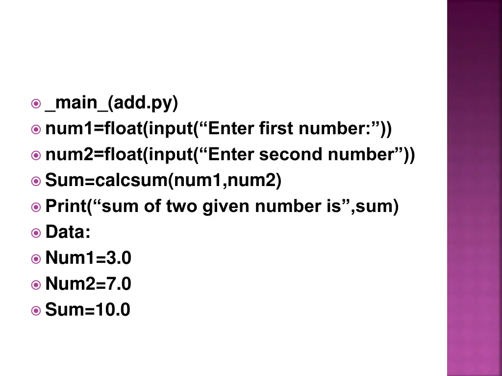 main add py n um1 float input enter first number