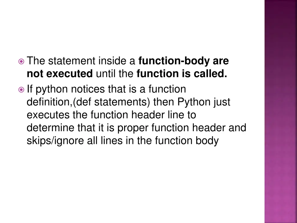 the statement inside a function body