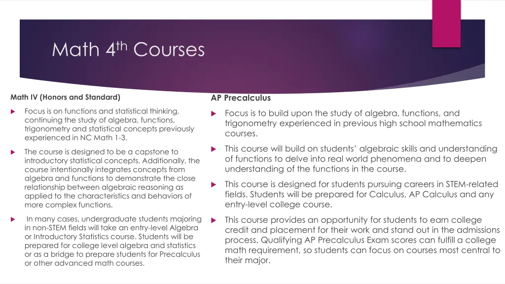 math 4 th courses