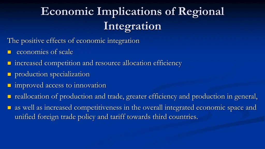 economic implications of regional integration 1